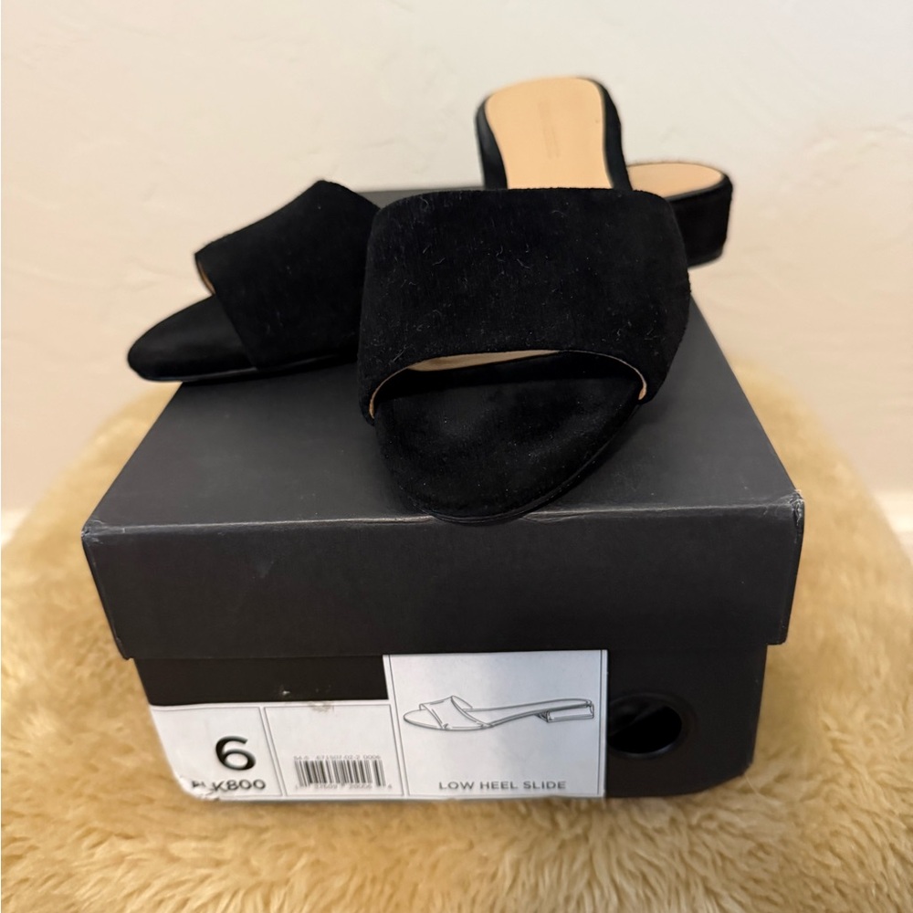 Chic Black Suede Mules - Size 6M